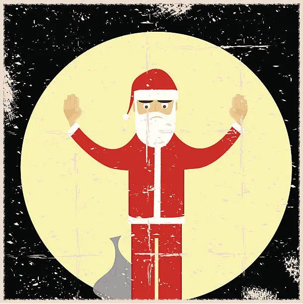 Vector illustration of Grunge Thief in Santa Costume