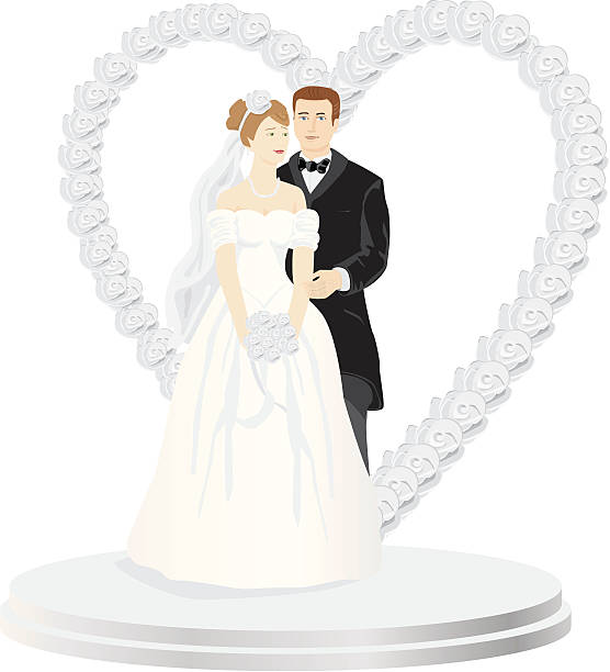 Wedding Cake Topper vector art illustration