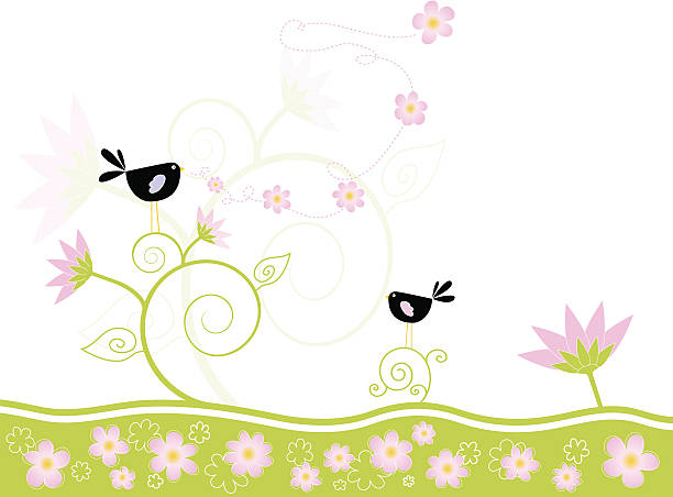 Singing spring vector art illustration