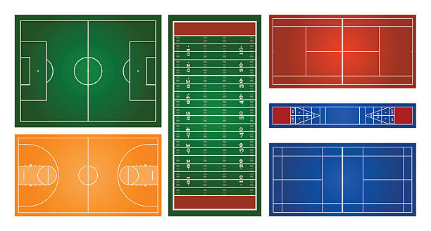 Courts & Fields Miscellaneous illustrated sport courts and fields baseline stock illustrations