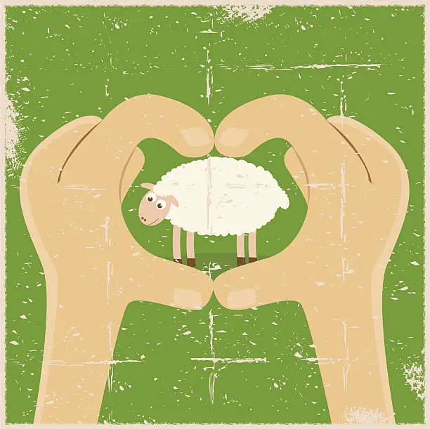 Vector illustration of Grunge Sheep Love