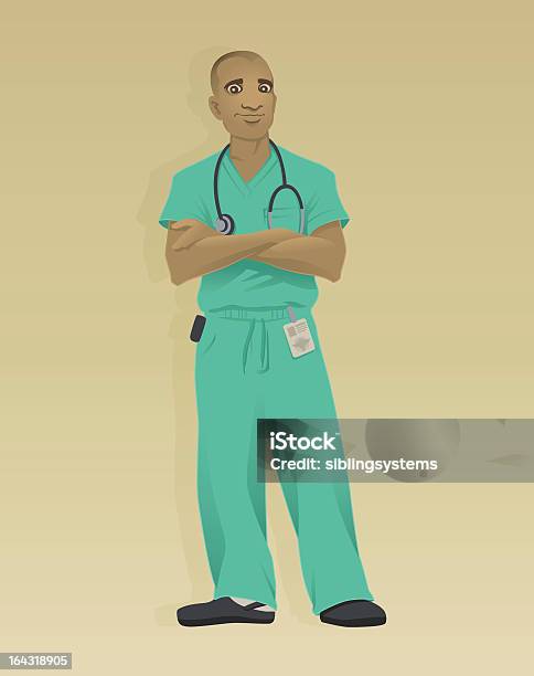 Vetores de Médico Verde Esfoliações e mais imagens de Uniforme Hospitalar - Uniforme Hospitalar, Enfermeiro, Ilustração e Pintura