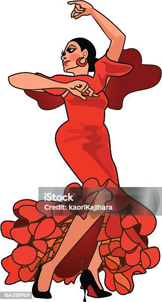 Flamenco Dancer In Red Dress Stock Illustration - Download Image Now - Adult, Arts Culture and Entertainment, Cartoon