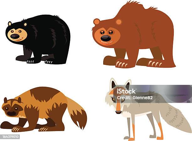 Animal Seite Schwarzbären Grizzlybären Vielfraße Coyote Stock Vektor Art und mehr Bilder von Vielfraß