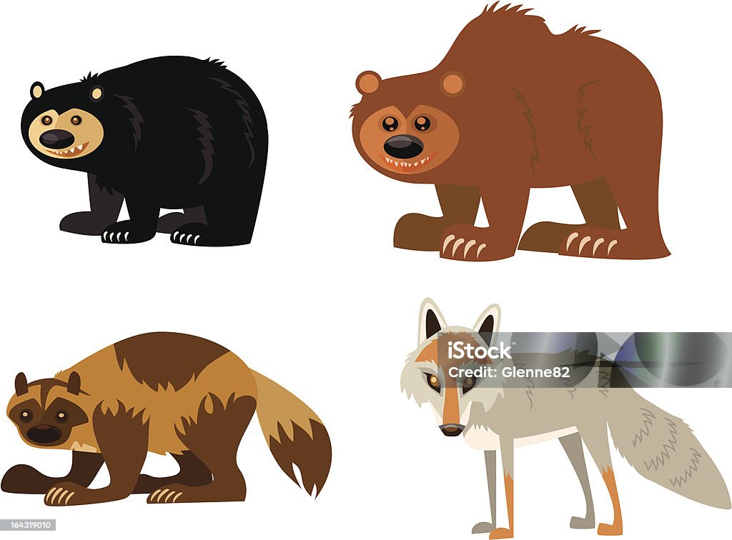 Animal Page: Ours noirs, grizzlys, les gloutons, coyote - clipart vectoriel de Carcajou libre de droits