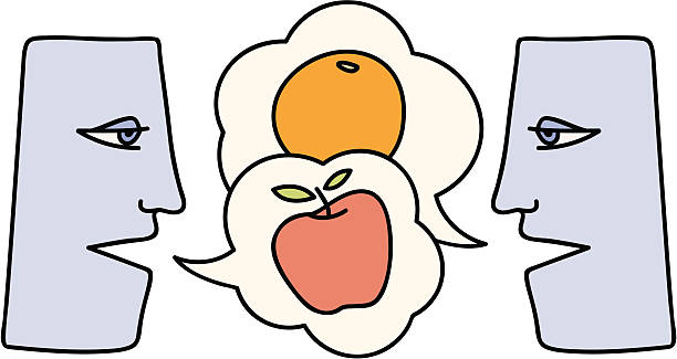 ilustrações de stock, clip art, desenhos animados e ícones de comparar maçãs e as laranjas - apple orange comparison individuality