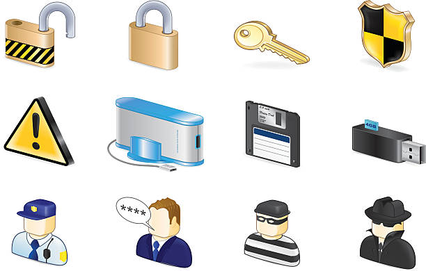 Information security icon set vector art illustration