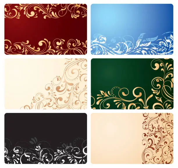 Vector illustration of Set of business cards with ornate elements