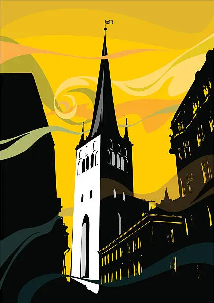 Vector illustration of Church in Tallinn