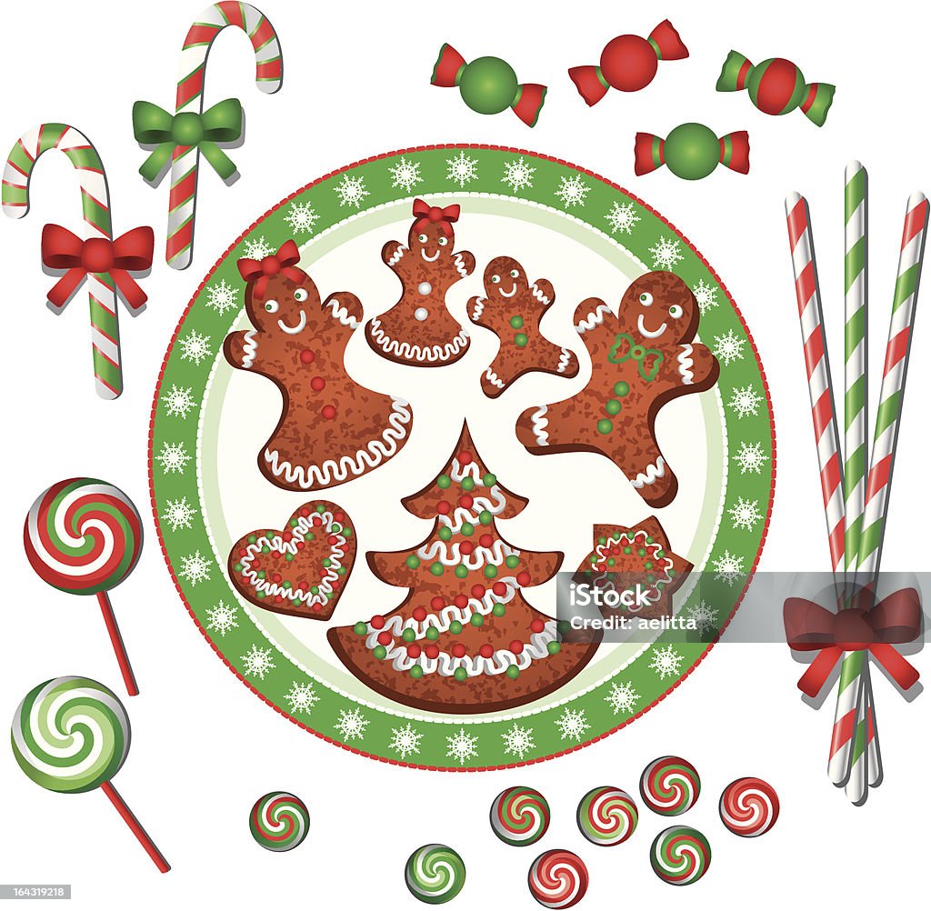 Navidad dulces - arte vectorial de Plato - Vajilla libre de derechos