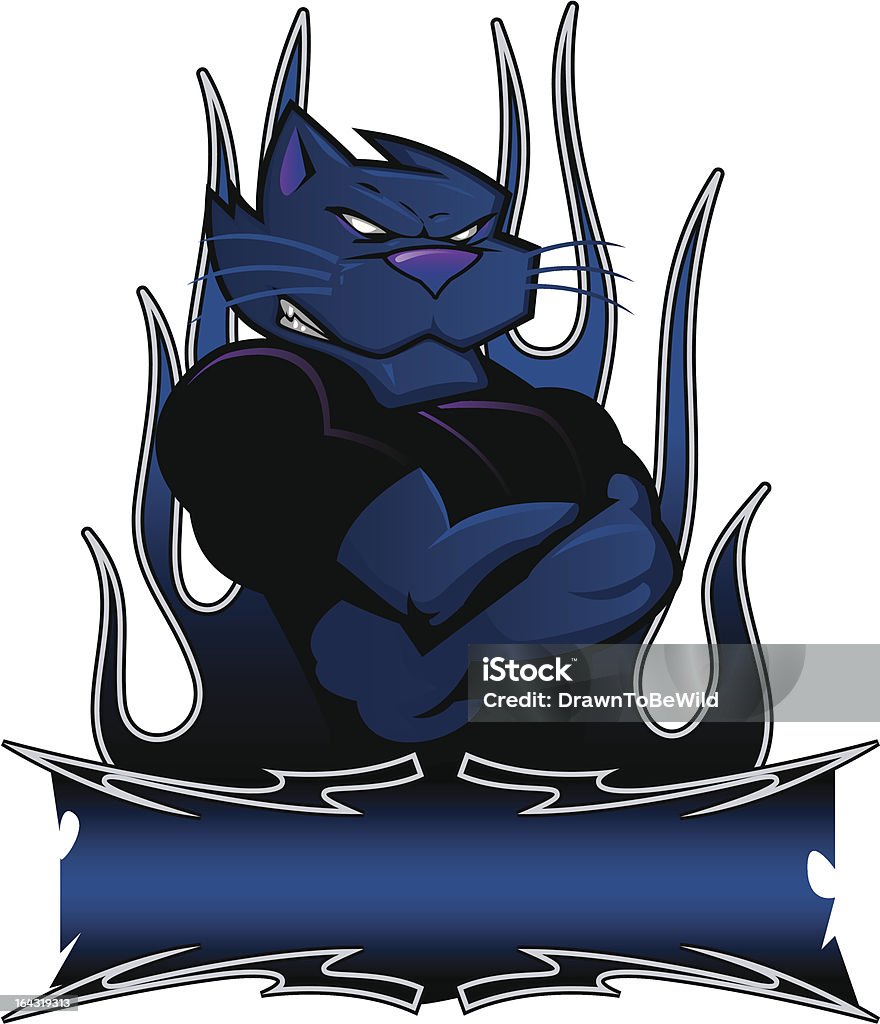 Panther mascote com Arte Tribal e Banner - Vetor de Mascote royalty-free