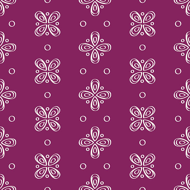 Flourish with Circles Seamless Pattern vector art illustration