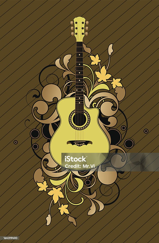 Floreale astratto con chitarra - arte vettoriale royalty-free di Arabesco - Motivo ornamentale