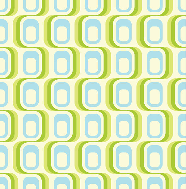 Green retro seamless pattern "Retro green blue seamless pattern, tiles in any direction." 70s retro wallpaper stock illustrations
