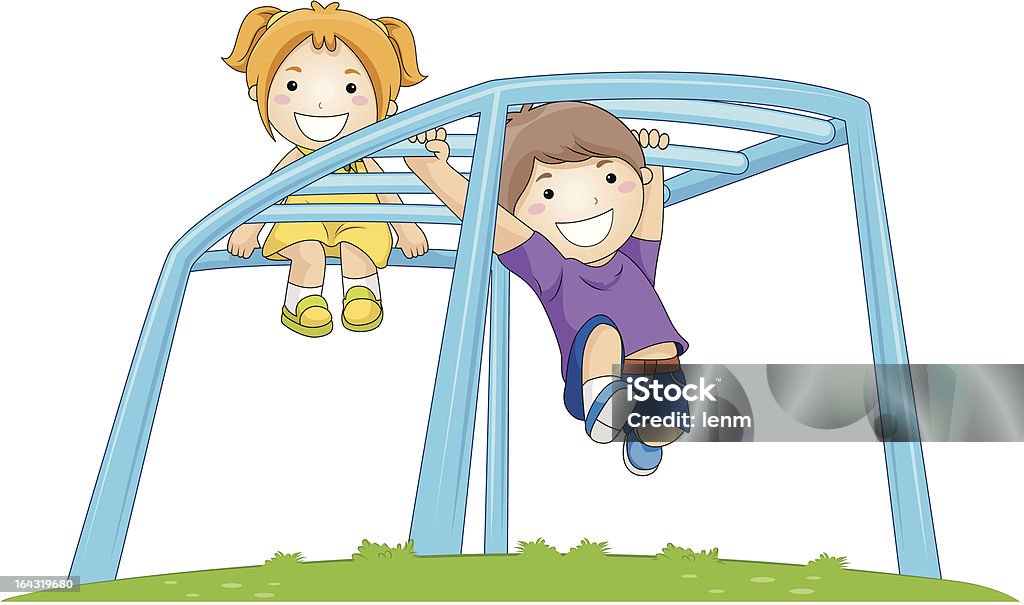 Children On Monkey Bar Stock Illustration - Download Image Now - Monkey  Bars, Child, Cartoon - iStock