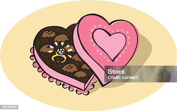 Engagement Ring In A Box Of Chocolates Stock Illustration - Download Image Now - Box - Container, Candy, Cartoon