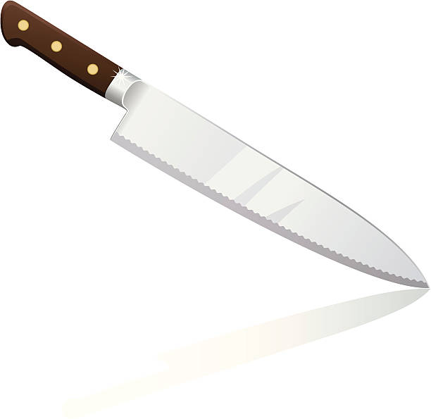 Big kitchen chef knife vector art illustration