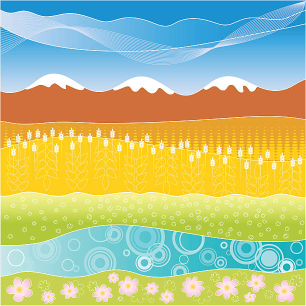 Colorful striped landscape illustration vector art illustration