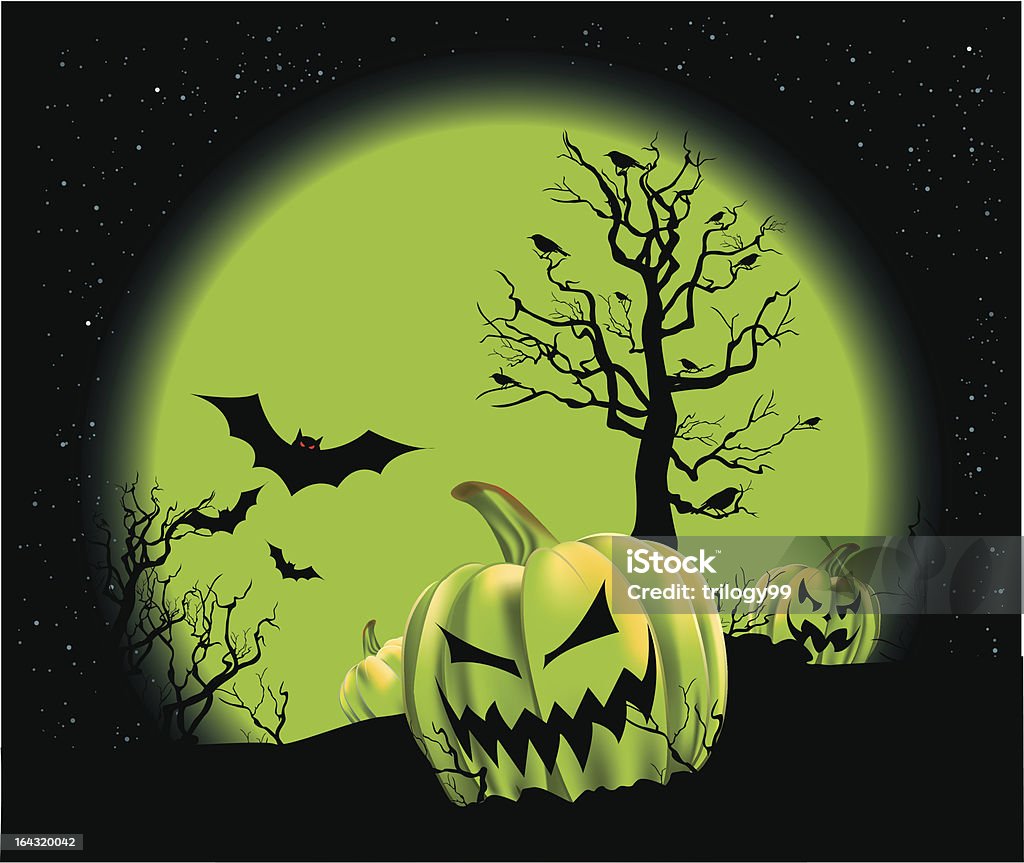 Geheimnisvolle Kürbisfeld - Lizenzfrei Halloween Vektorgrafik