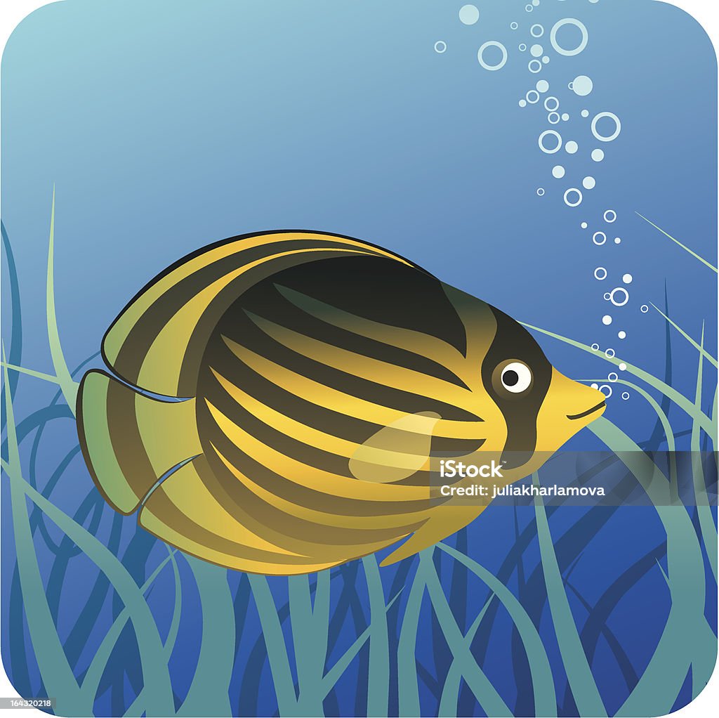 Borboleta Tropical peixes debaixo de água - Royalty-free Alga arte vetorial