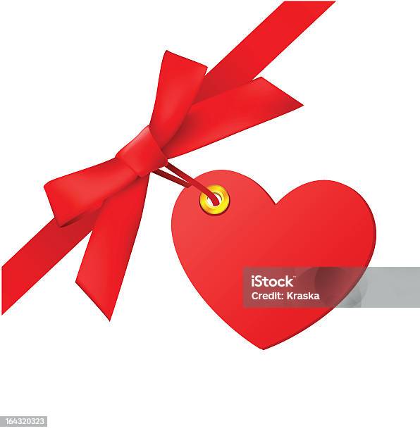 Bow Avec Étiquette Coeur Vecteurs libres de droits et plus d'images vectorielles de Amour - Amour, Carte d'anniversaire, Carte d'anniversaire de mariage