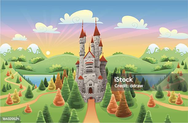 中世の城のパノラマに広がる風景をお楽しみいただけます - 城のベクターアート素材や画像を多数ご用意 - 城, 風景, マンガ