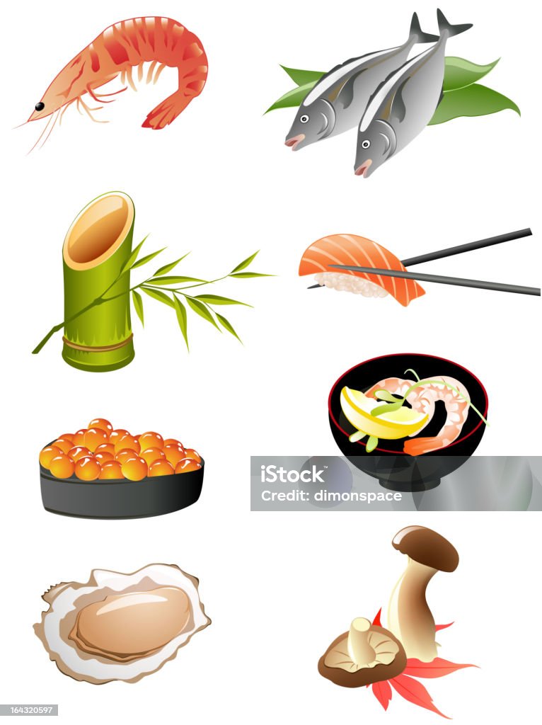 Japoński żywności ikony - Grafika wektorowa royalty-free (Cytryna)
