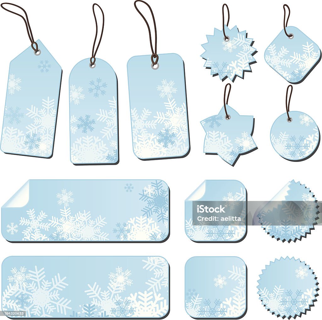 Étiquettes avec flocons de neige - clipart vectoriel de Blanc libre de droits