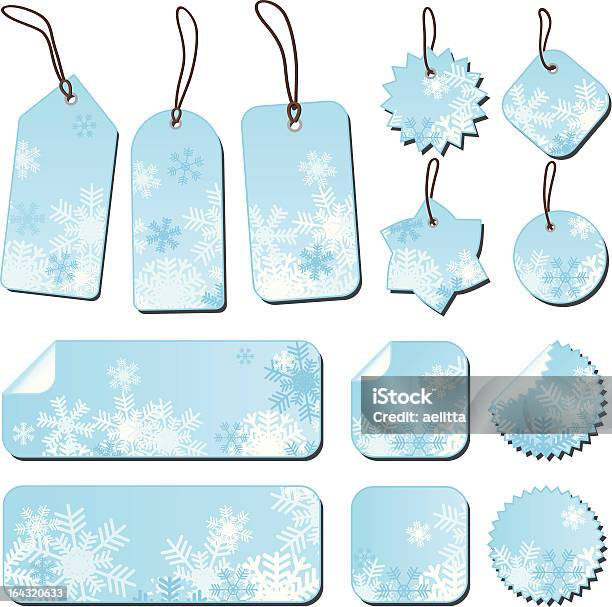 Étiquettes Avec Flocons De Neige Vecteurs libres de droits et plus d'images vectorielles de Blanc - Blanc, Bleu, Cadeau
