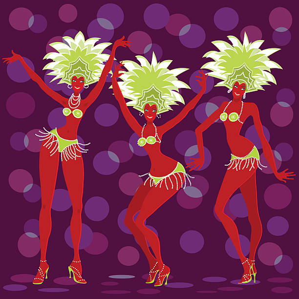 merry karnawał dziewczyny - carnival rio de janeiro samba dancing brazil stock illustrations