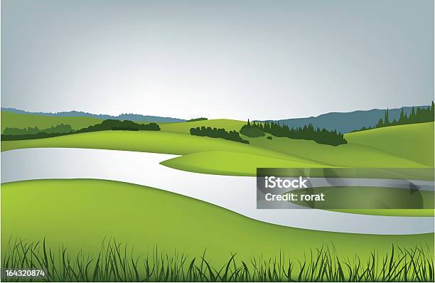 Primavera Paesaggio Di Montagna - Immagini vettoriali stock e altre immagini di Agricoltura - Agricoltura, Albero, Ambientazione esterna