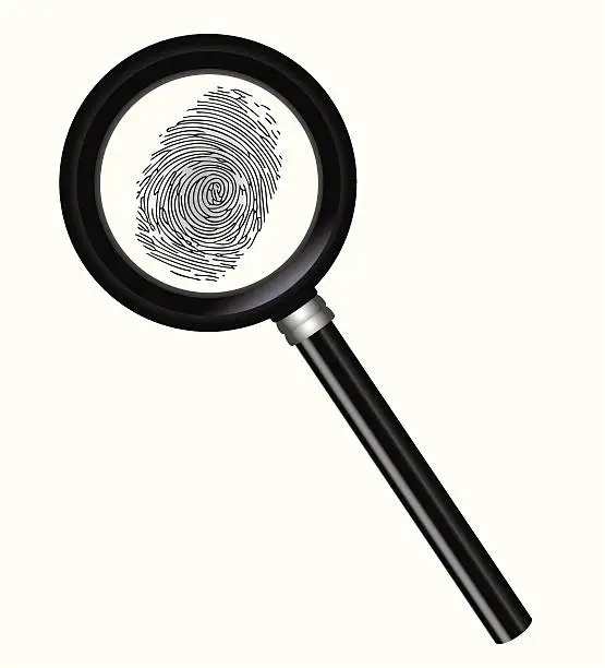 Vector illustration of Magnifier and fingerprint