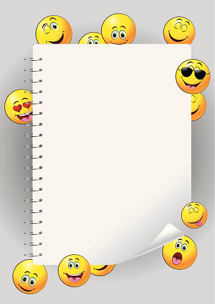 Blank notepad with smiley faces vector art illustration