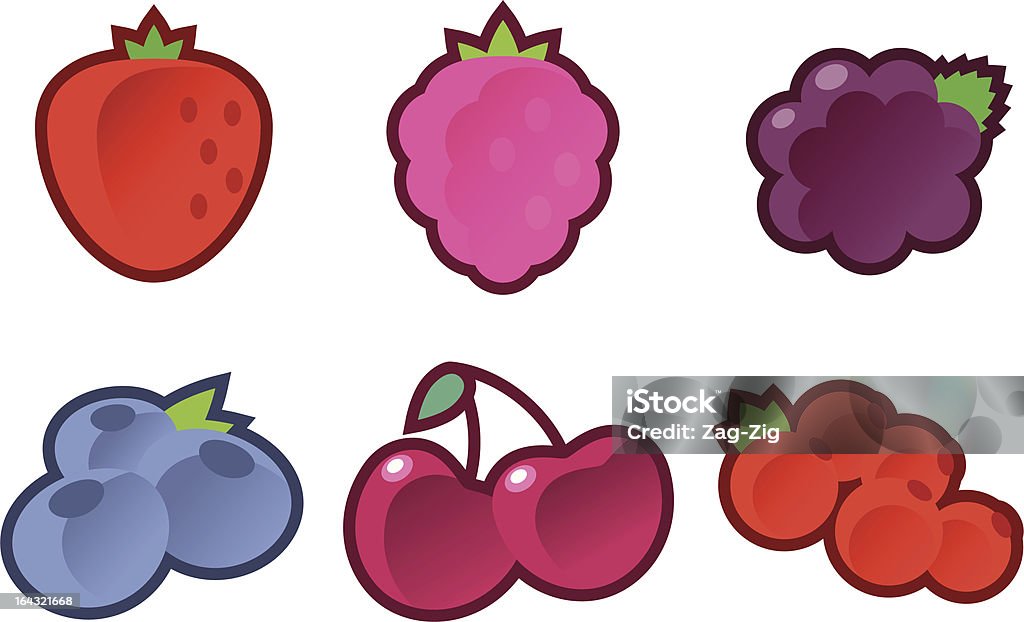 Fruta-morango, Framboesa, Blackberry, Mirtilo, Cereja, Groselha Vermelha - Royalty-free Amora Preta arte vetorial