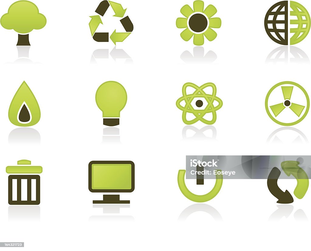 Green Eco Icons A set of 12 environmental symbols Biomass - Renewable Energy Source stock vector