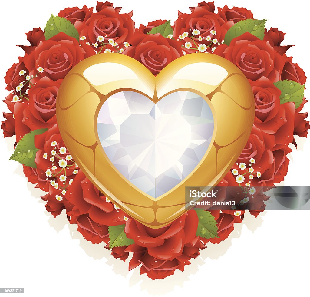 Роз и украшение в форме сердца - Векторная графика Алмаз роялти-фри