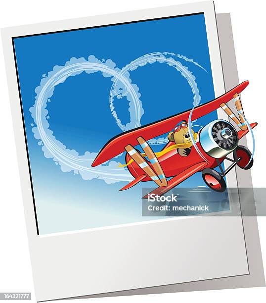 Retro Samolot Wysyłanie Wiadomości Na Ślub - Stockowe grafiki wektorowe i więcej obrazów Dwupłat - Dwupłat, Chmura, Czerwony