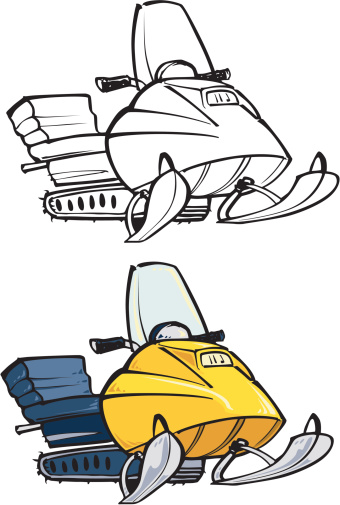 Illustration of snowmobile in color