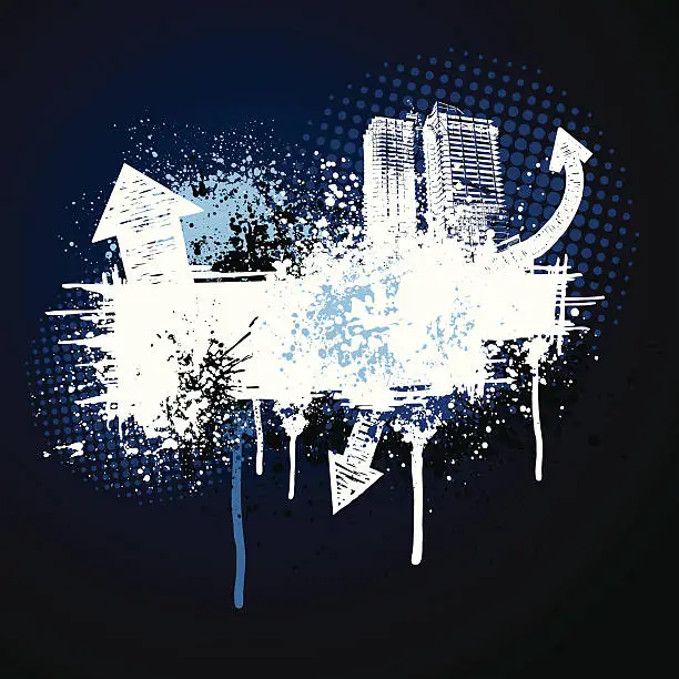 Vector illustration of Dark blue city grunge