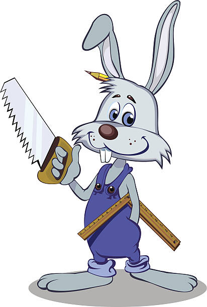 Bunny Rabbit Carpenter vector art illustration