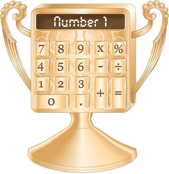 Vector illustration of Golden calculator trophy