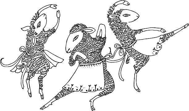Dancing Sheep vector art illustration