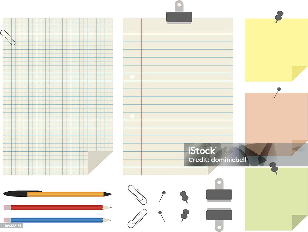 Papier und Bürobedarf-set - Lizenzfrei Lineal Vektorgrafik