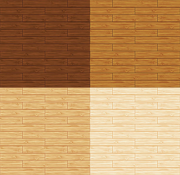 Four wooden floors in different shades of brown and yellow vector art illustration