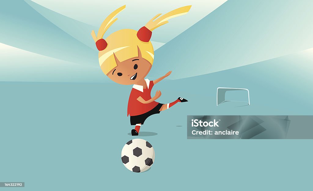 Menina jogando futebol - Vetor de Aspiração royalty-free