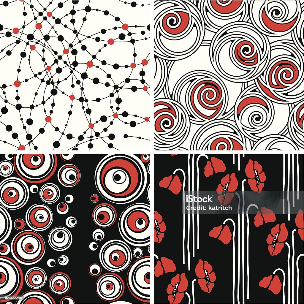 Noir, blanc et rouge sans couture collection - clipart vectoriel de Fond noir libre de droits
