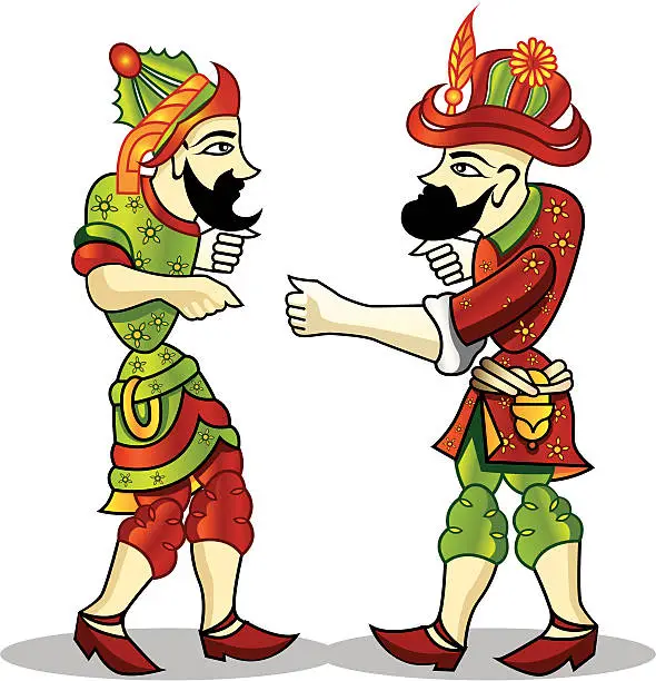 Vector illustration of karagoz and hacivat / Turkey