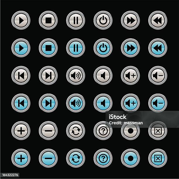 Медиа Плеер Значки — стоковая векторная графика и другие изображения на тему Без людей - Без людей, Блестящий, Векторная графика
