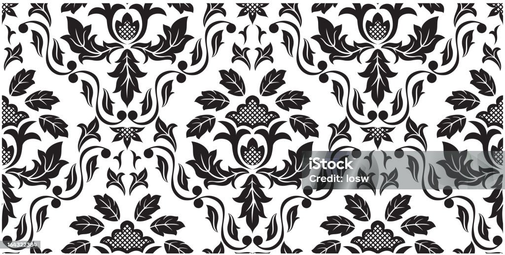 Motif floral noir sans couture - clipart vectoriel de Art et Artisanat libre de droits