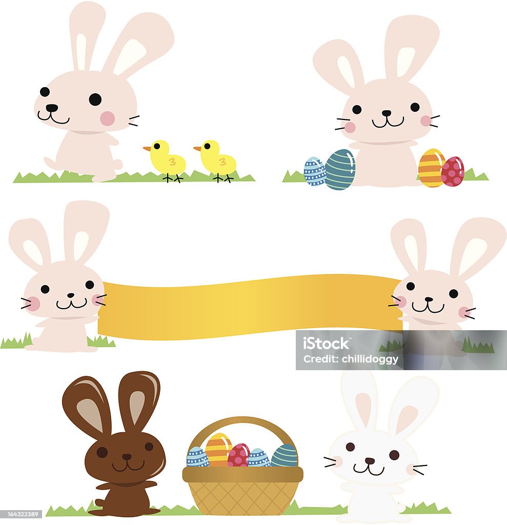 Carino conigli celebrare la Pasqua - arte vettoriale royalty-free di Animale